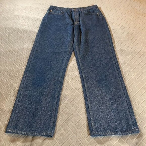 BDG Denim - BDG Womens 27 Denim Jeans Blue Relaxed Straight Glitter High Rise Button Fly